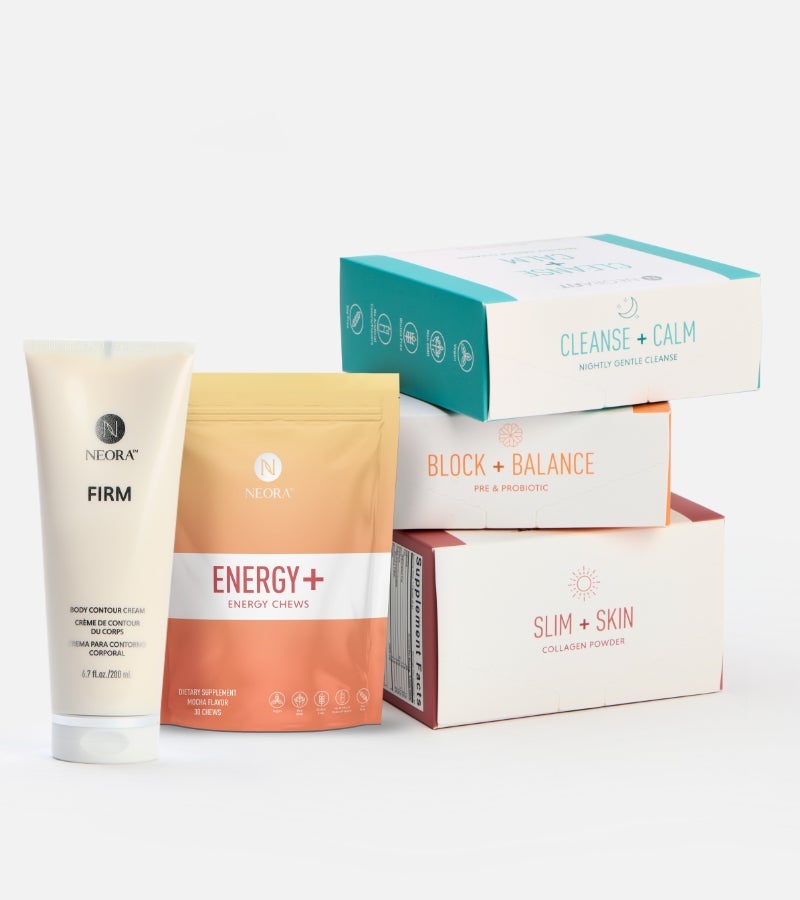 A group shot of Neora products featured in the Wellness Essentials Pack.